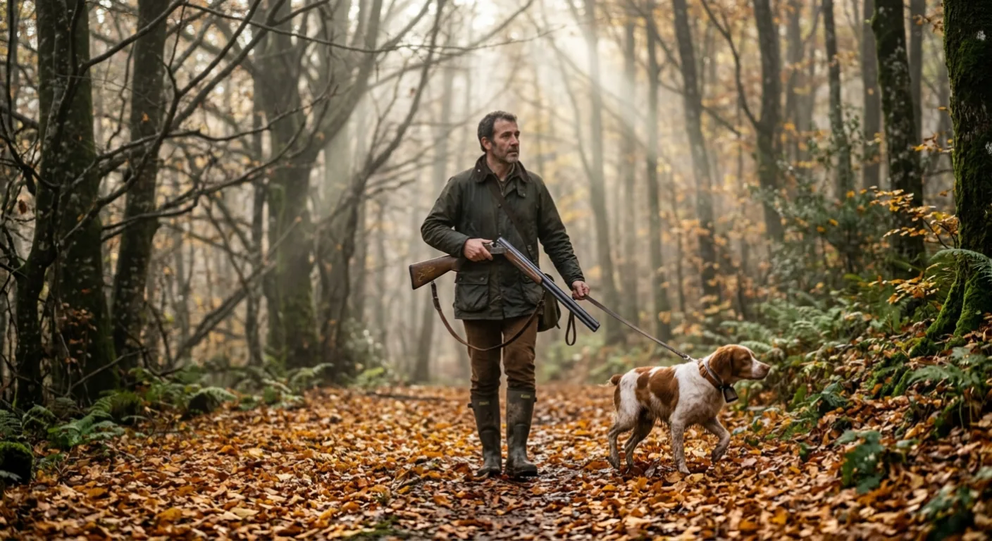Cazadores socios de un coto de caza en una dehesa