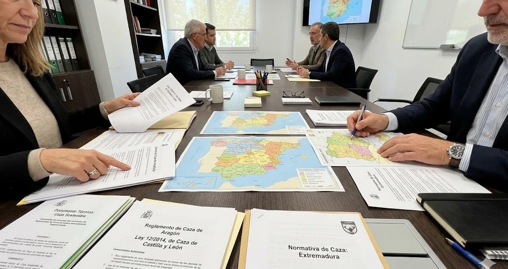 Cazadores debatiendo sobre normativa de caza en España