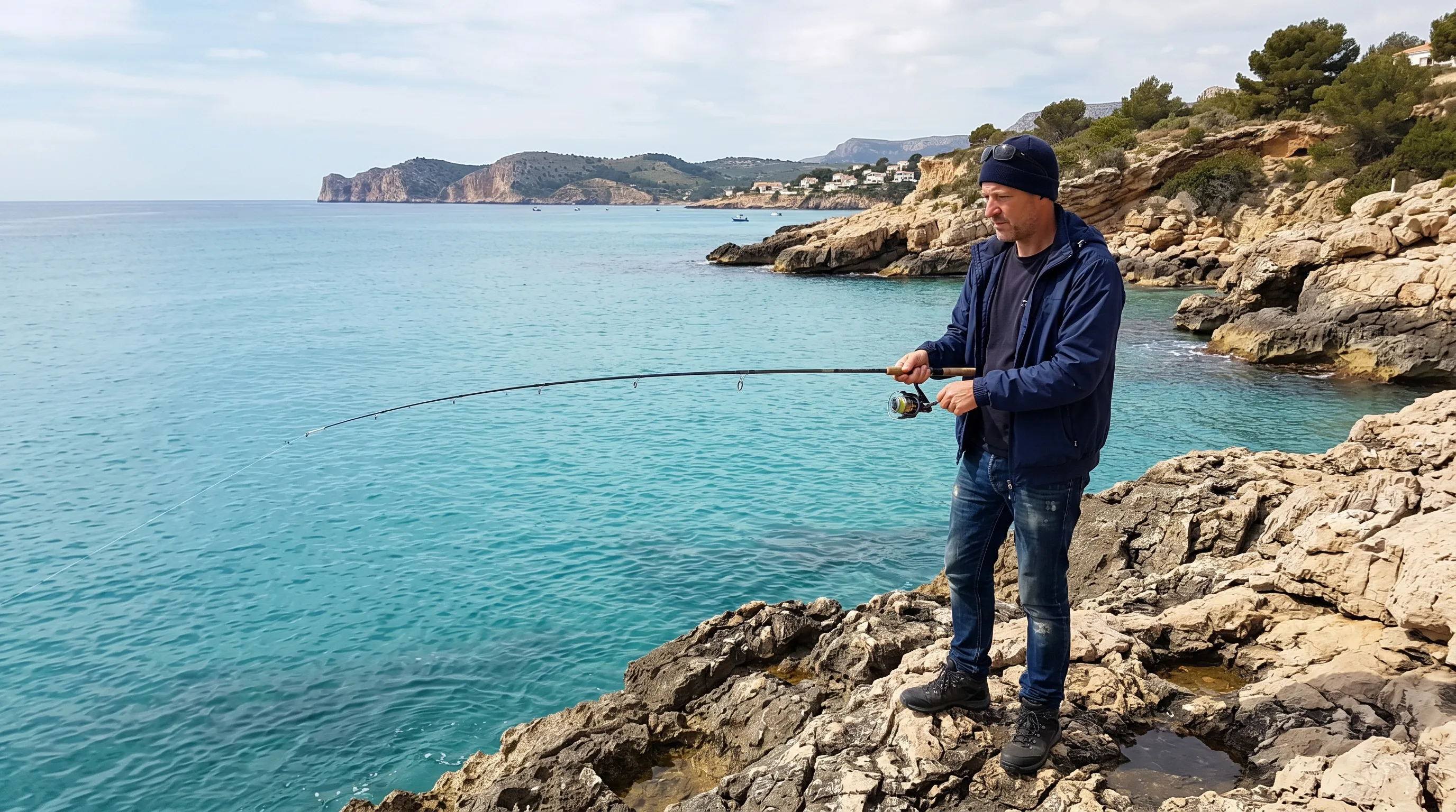 Pescador con caña desde la costa mediterranea valenciana con licencia valida de otra comunidad autonoma