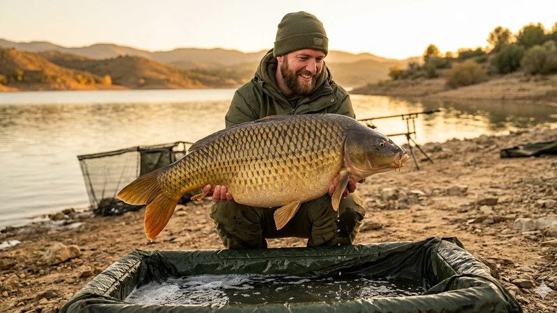 Vista panorámica del Embalse de Orellana en Badajoz, uno de los mejores embalses para carpfishing en España