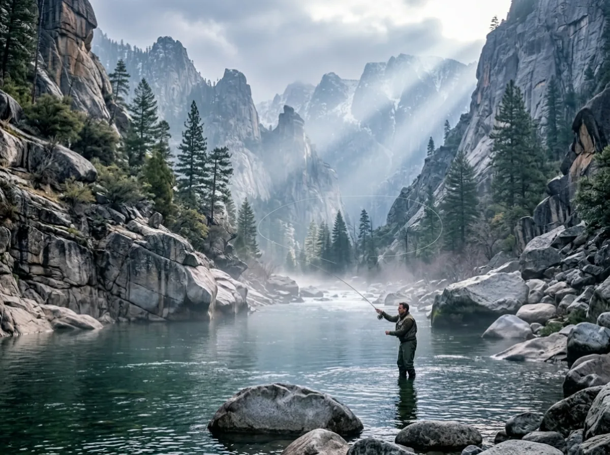 Pescador asturiano sosteniendo un salmon atlantico capturado en el rio Sella
